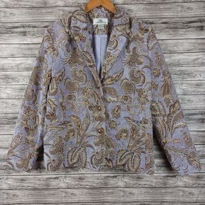 Erin London Purple Tapestry Rhinestone Button Up Jacket